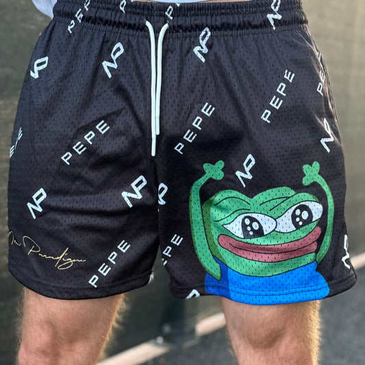 Pepe "Hands Up" Mesh Shorts - Black