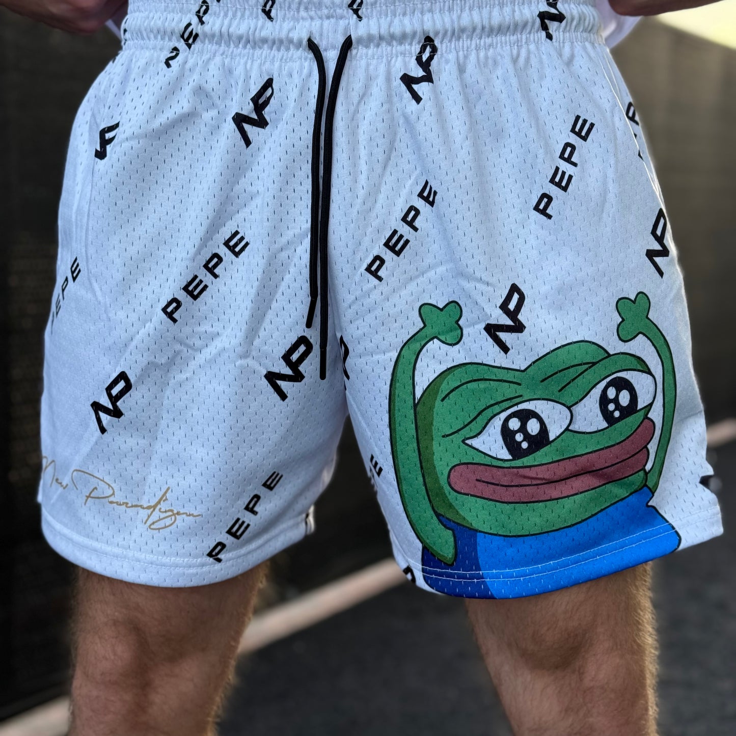 Pepe "Hands Up" Mesh Shorts - White